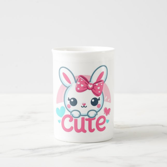 “Bunny Bliss Coffee Cup” Bone China Mug (Front)