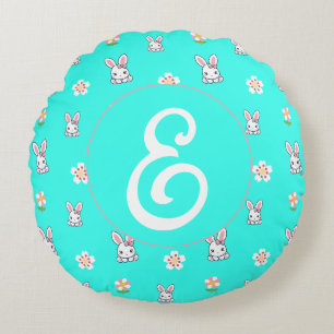 Bunny Bloom Delight Round Cushion