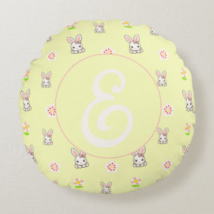 Bunny Bloom Delight Round Cushion