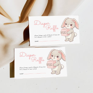 Bunny Blush Pink Baby Shower Diaper Raffle Ticket Enclosure Card