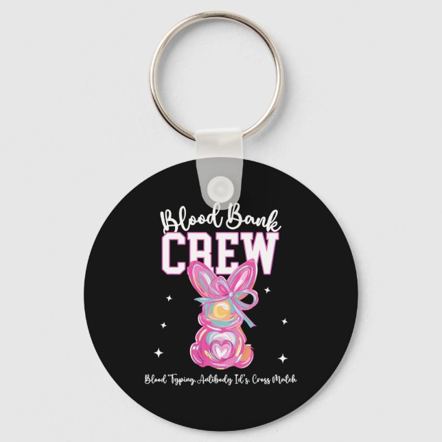 Bunny Bow Easter Blood Bynk Crew Medical Lab Tech  Key Ring (Front)