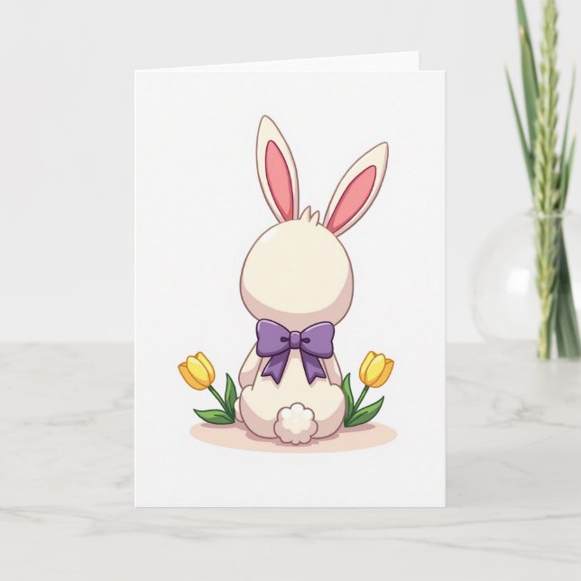 Bunny Bow Springtime Card (Front)
