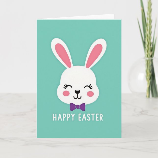 Bunny Bow Tie Holiday Card (Front)