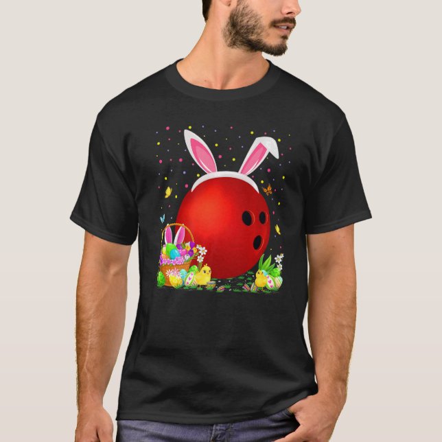 Bunny Bowling Easter Egg Hunt Bowling Easter Sunda T-Shirt (Front)
