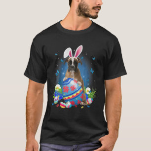 Bunny Boxer With Egg Basket Easter Flower Hunting T-Shirt