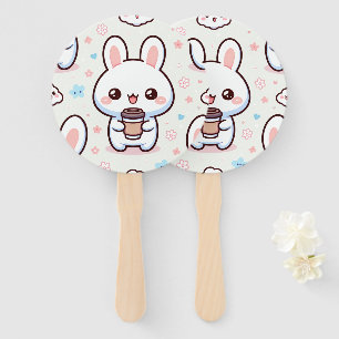 Bunny Brew Pattern Hand Fan