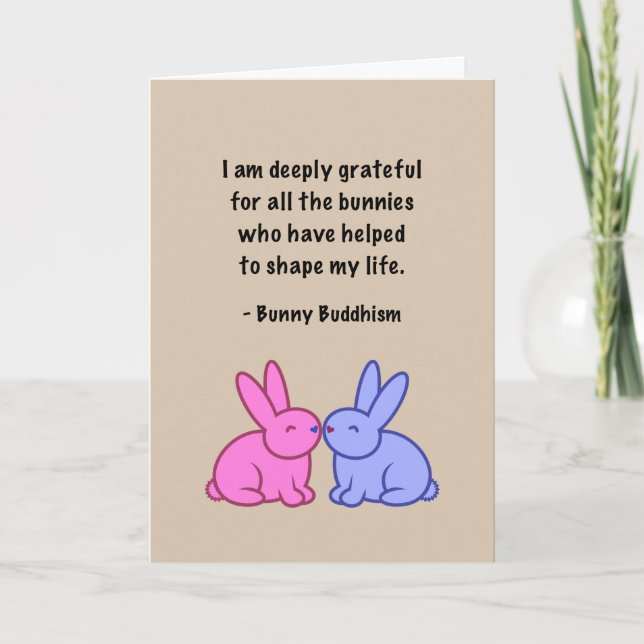 Bunny Buddhism "Grateful Bunnies" Thank You Card (Front)