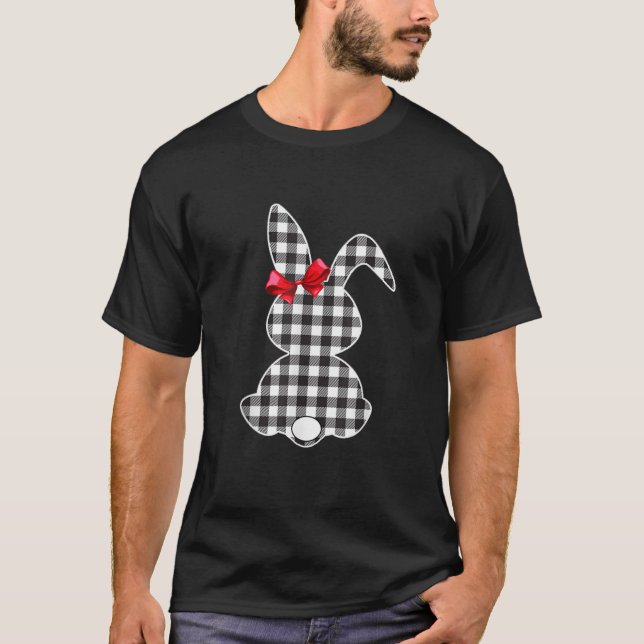 Bunny Buffalo Black Plaid Prin Happy Easter Day Wo T-Shirt (Front)