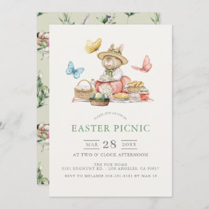 Bunny & Butterflies Tea Party Easter Picnic  Invitation