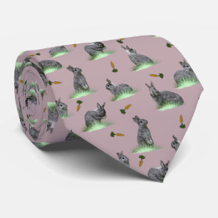 Bunny Carrot Craze Tie (Dusty Pink)