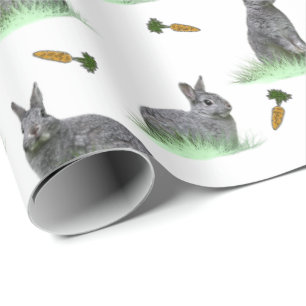 Bunny Carrot Craze Wrapping Paper (choose colour)