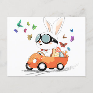 Bunny Carrot Hopping Ride Holiday Postcard