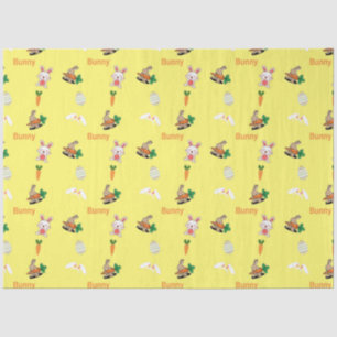 Bunny & carrots pattern on yellow tissue paper