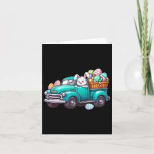 Bunny Carrying Easter Eggs On Pickup Truck Hunting Card