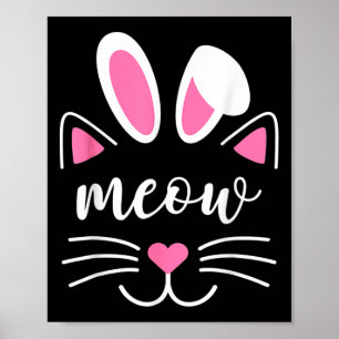Bunny Cat Cute Fun Cat For Girls Cat Easter Girls  Poster