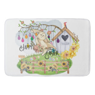 Bunny Celebrates Easter Day Bath Mat