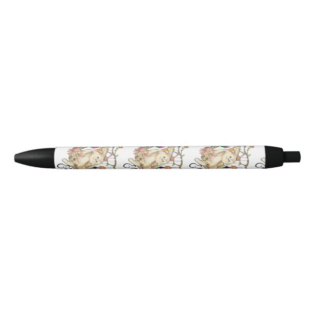 Bunny Celebrates Easter Day Black Ink Pen (Front)