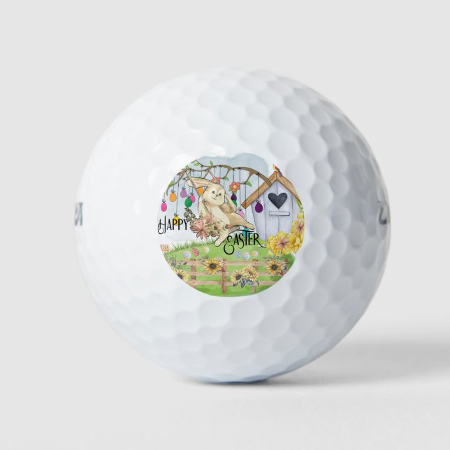 Bunny Celebrates Easter Day Golf Balls (Front)