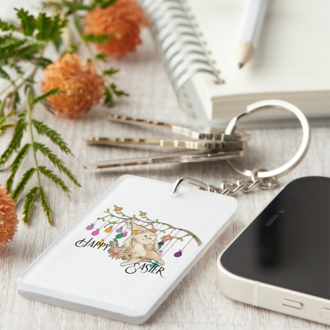 Bunny Celebrates Easter Day Key Ring (Front Right)