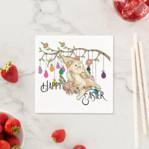 Bunny Celebrates Easter Day Napkin