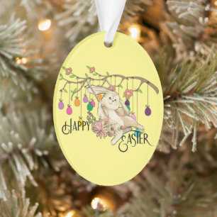 Bunny Celebrates Easter Day Ornament
