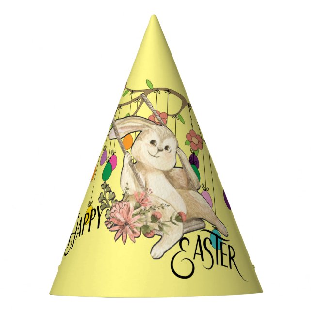 Bunny Celebrates Easter Day Party Hat (Front)