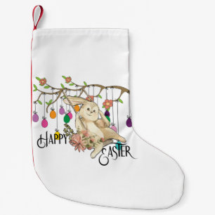 Bunny Celebrates Easter Day Small Christmas Stocking