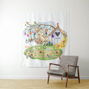 Bunny Celebrates Easter Day Tapestry