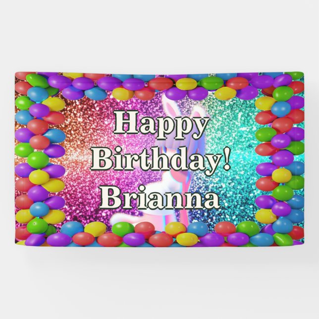 Bunny Cheerleader character birthday Banner (Horizontal)