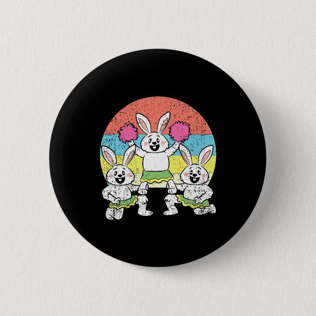 Bunny Cheerleader Easter Funny Rabbit Spring Cheer 6 Cm Round Badge (Front)