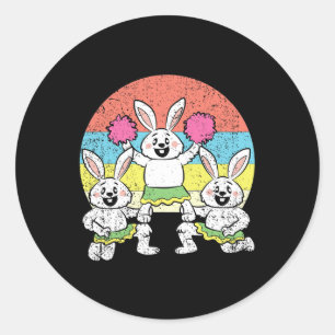 Bunny Cheerleader Easter Funny Rabbit Spring Cheer Classic Round Sticker