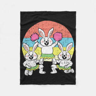 Bunny Cheerleader Easter Funny Rabbit Spring Cheer Fleece Blanket