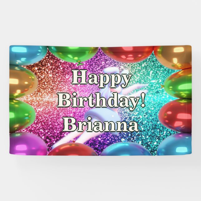 Bunny Cheerleader Personalised character birthday Banner (Horizontal)