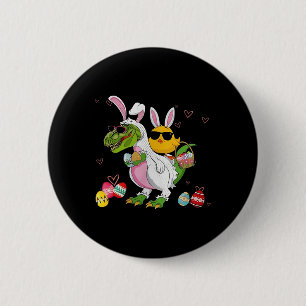 Bunny Chicken Riding Dinosaur T Rex Egg Hunt Dinos 6 Cm Round Badge