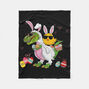 Bunny Chicken Riding Dinosaur T Rex Egg Hunt Dinos Fleece Blanket