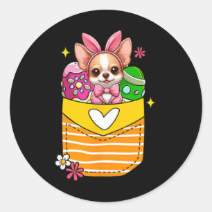 Bunny Chihuahua Easter Chocolate Eggs Inside Pocke Classic Round Sticker