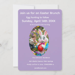 Bunny & Child Photo Oval Frame Easter Invitation