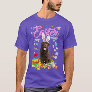 Bunny Chocolate Lab Dog Happy Easter Eggs T-Shirt