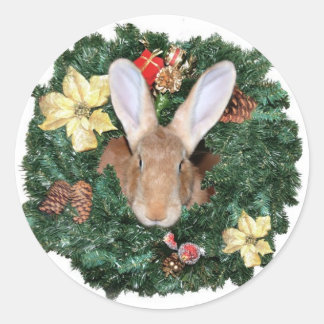 Bunny Christmas Classic Round Sticker