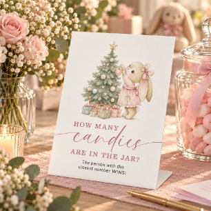 Bunny Christmas How Many Candies Are In The Jar Pedestal Sign