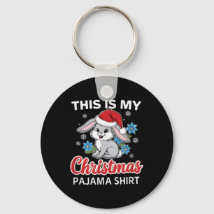 Bunny Christmas Pajama Santa Rabbit Lover Key Ring