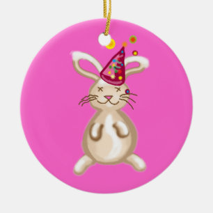 Bunny Christmas party Ceramic Ornament