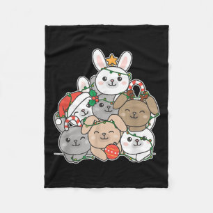 Bunny Christmas Tree Funny Animal Christmas  Fleece Blanket