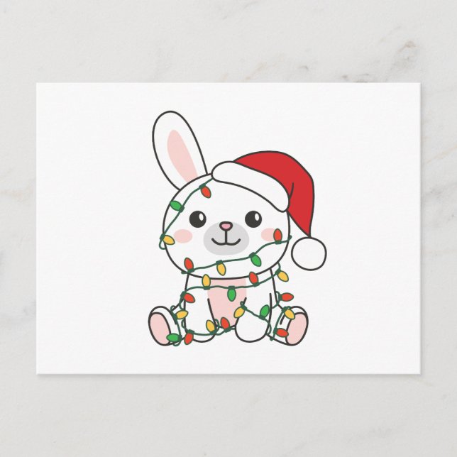 Bunny Christmas Winter Animals Holiday Bunnies Postcard (Front)