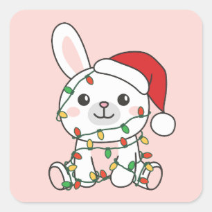 Bunny Christmas Winter Animals Holiday Bunnies Square Sticker
