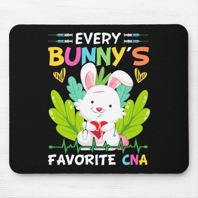 Bunny Cna Nurse Fun Easter Day Hospital Medical Wo Mouse Pad (Front)
