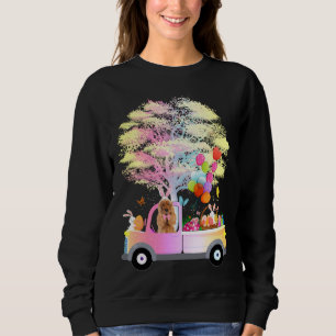 Bunny Cocker Spaniel Dog & Eggs On Truck Happy Eas Sweatshirt