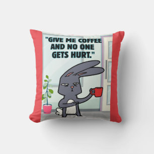 bunny coffee quote cushion
