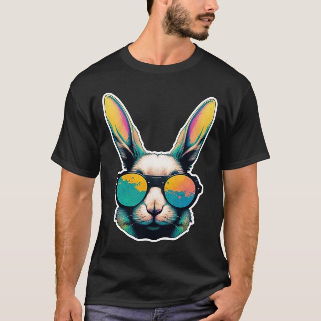 Bunny Colourful Face With Sunglasses for men boys  T-Shirt (Front)