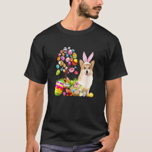 Bunny Corgi Dog Happy Easter Eggs Tree 1 T-Shirt